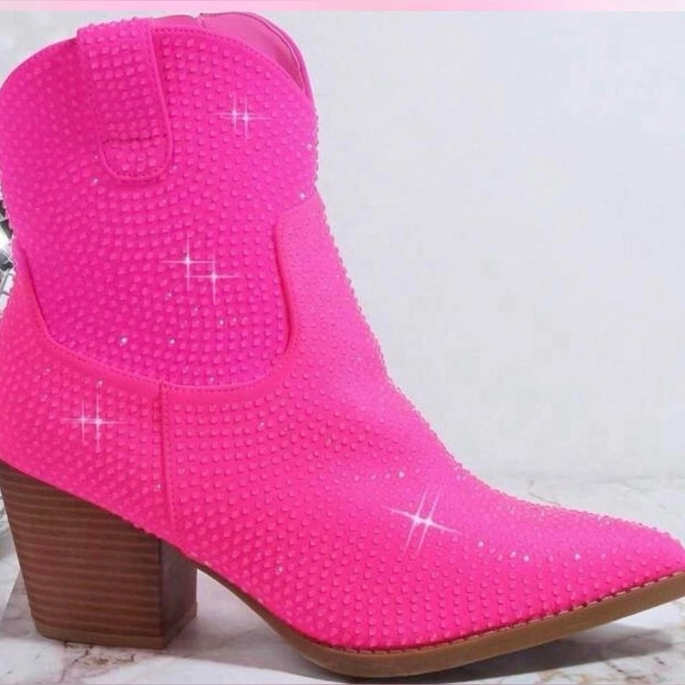 Pink rhinestone cowboy boots